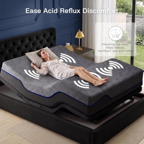 Split King Adjustable Bed Frame with Mattress & Massage (Split King / Massage Base with 14" Mattress)
