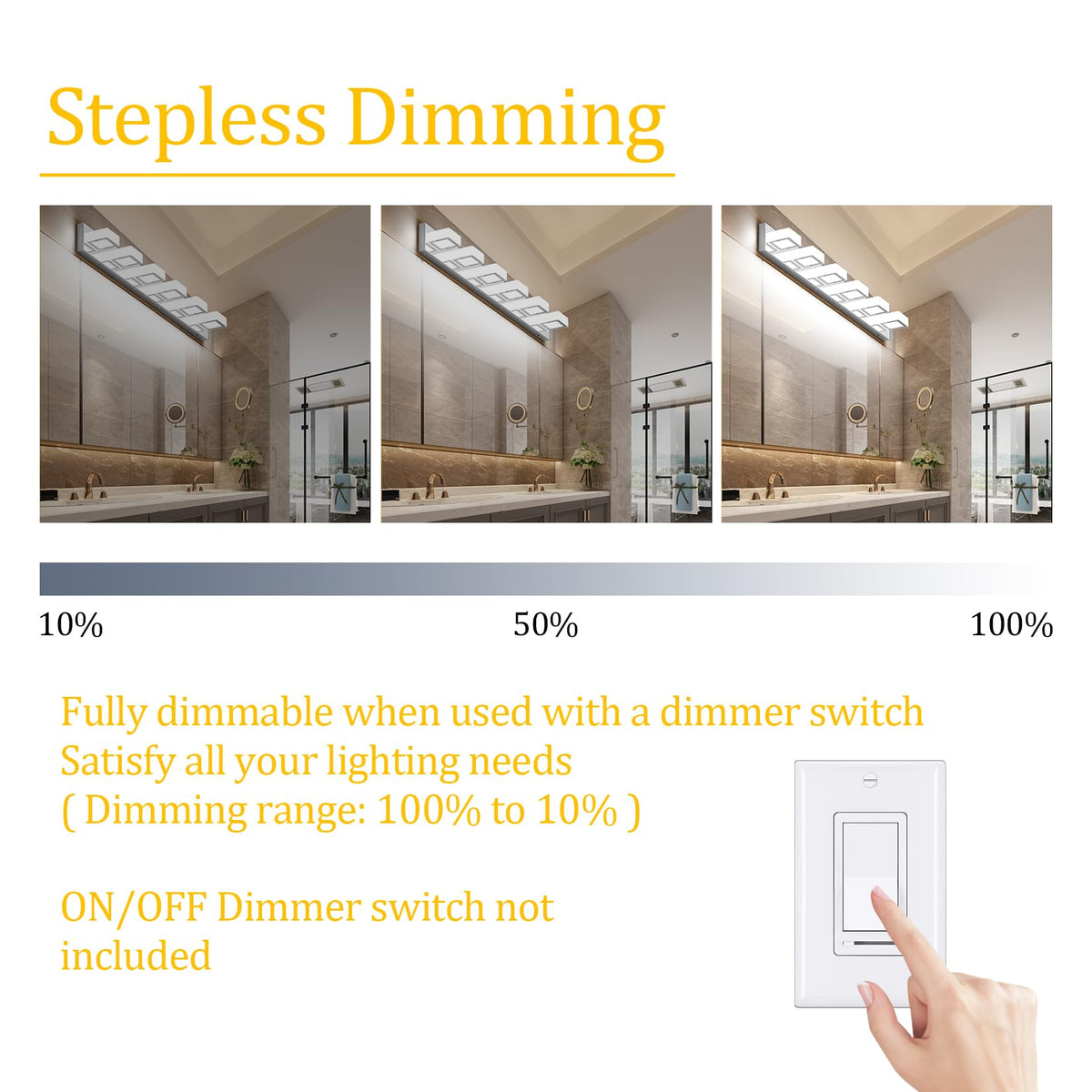 Modern Chrome Bathroom Vanity Lights 5 Color Temperature Dimmable Acrylic Modern LED Bathroom Vanity Lighting Fixtures Chrome 40.4inch (Chrome-5 CCT / 40.4 inch)