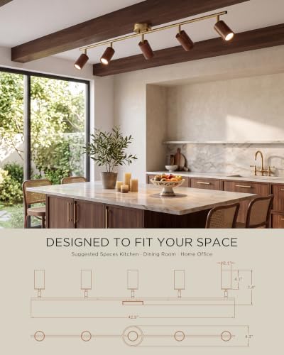 5 Light Kitchen Track Lighting Fixtures Ceiling (Kaleidoscope, Walnut Wood Grain / 43", 5-light)