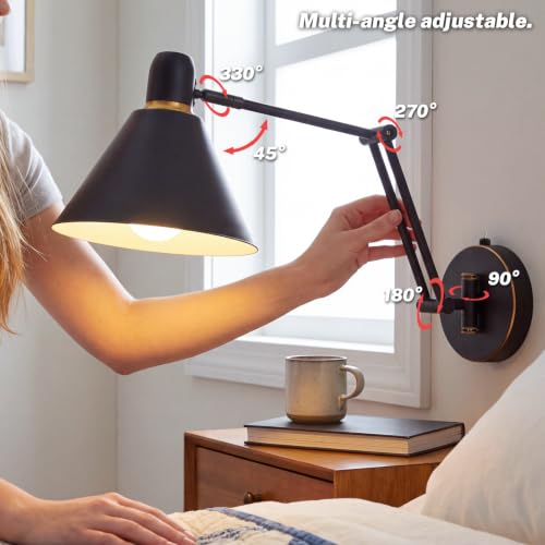 OSYNNIQ Wall Sconce Light with Adjustable Swing Arm for Bedside Reading (STYLE 3)