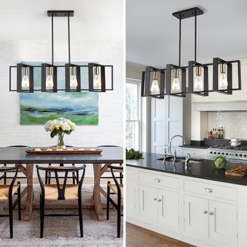 35.4" Kitchen Island Lighting Fixture (Black / 4 Lights)