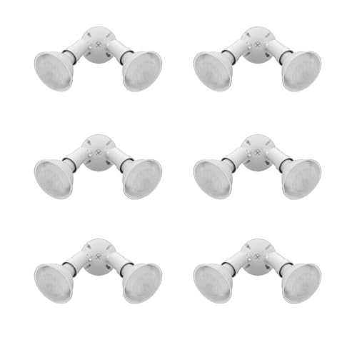 Outdoor Flood Light Fixture (White / 6-Pack / Switch On and Off)