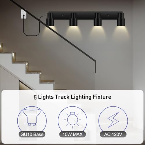 Plug in Track Lighting (Black / 23" 4-Light Track Lighting)