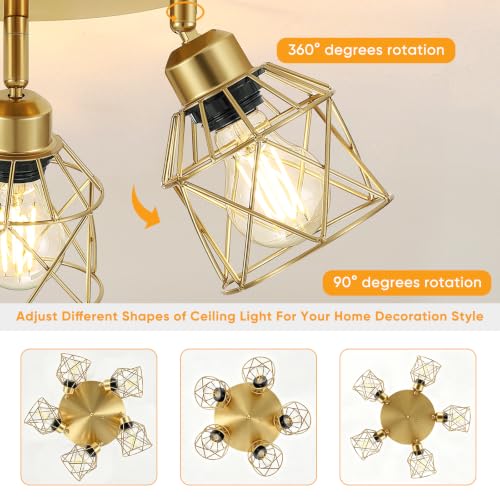 5 Light Semi Flush Mount Ceiling Light (Gold / 5-Light)