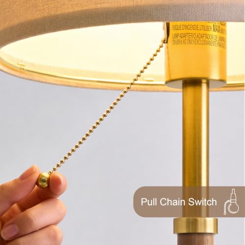 Wood Table Lamps 22" Mid Century Modern Lamps for Bedroom Living Room Lamps (Wood & Chestnut)