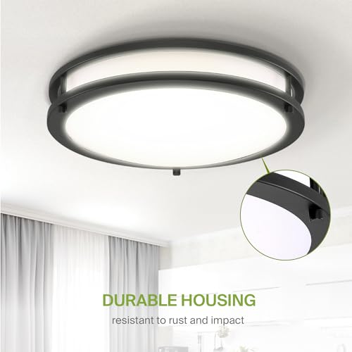 LED 14" Round Flush Mount Lighting (Black)