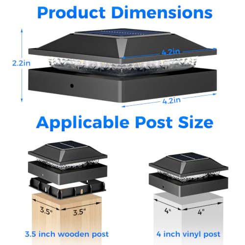 18 Pack Solar Post Cap Lights Outdoor (Black / 18 Packs)