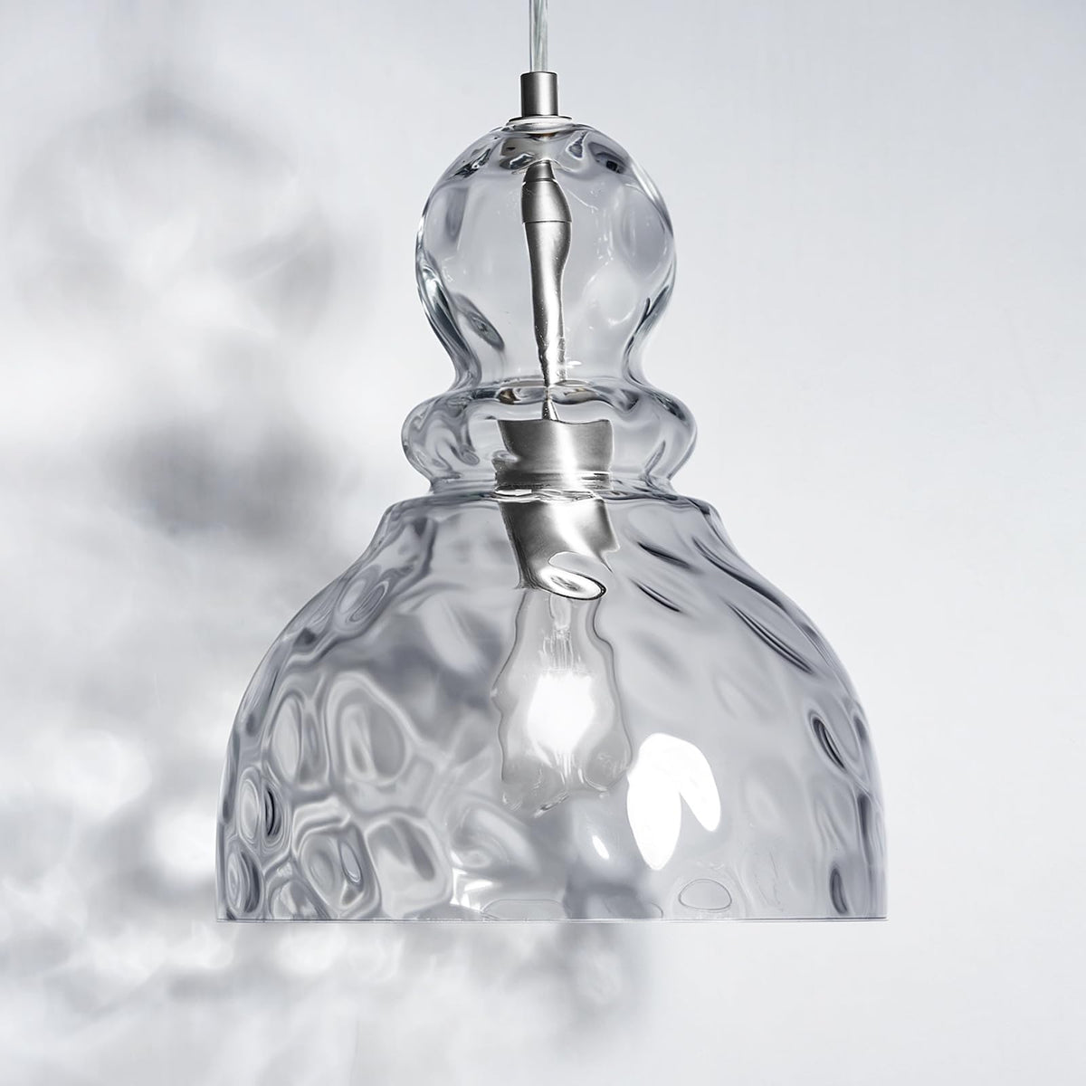 10in Modern Hammered Glass Pendant Light Smoked Grey Kitchen Island Lights (Smoky Grey)