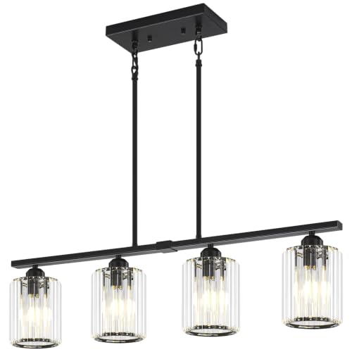 Crystal Linear Chandelier Modern Dining Room Light Fixtures Over Table