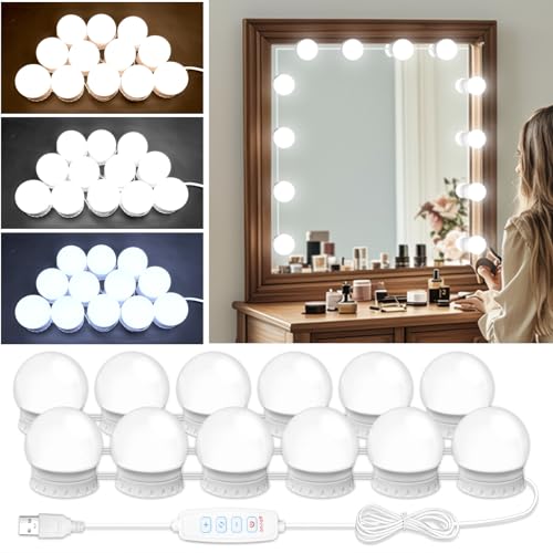 LED Vanity Mirror Lights with Stick On Dimmable Bulbs
