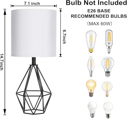 Small Table Lamp Set of 2 Black (Black 2 pack)
