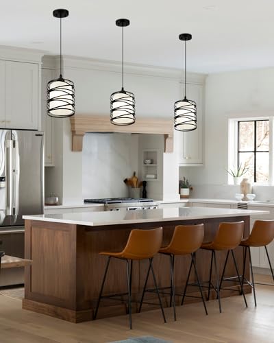 Black Modern Pendant Light for Kitchen Island Over Sink (Black Frosted Glass / 1 Light)
