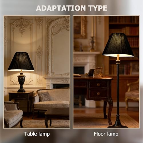 Black Silk Lamp Shades Set of 2 6.5"×13"×10.5" Bell Shade (Black-2 Pack / 6.5*13*10.5in)