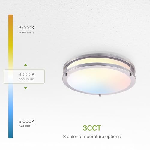 LED 14" Round Flush Mount Lighting (Brushed Nickel)