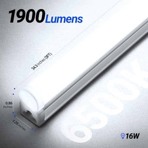 Pack of 6 LED T5 Shop Light 3FT (6500k Super Bright White / 3 Feet)