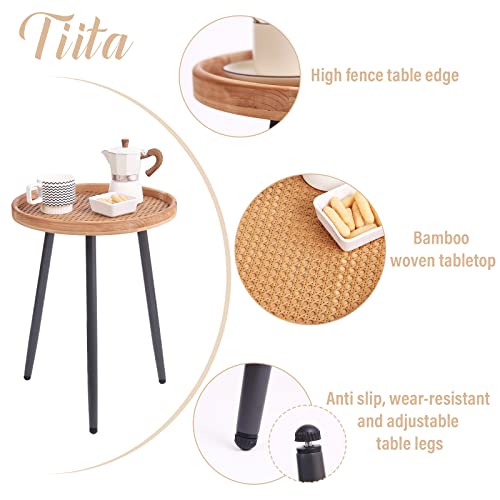 Rattan Round Side Table (Wood-rattan)