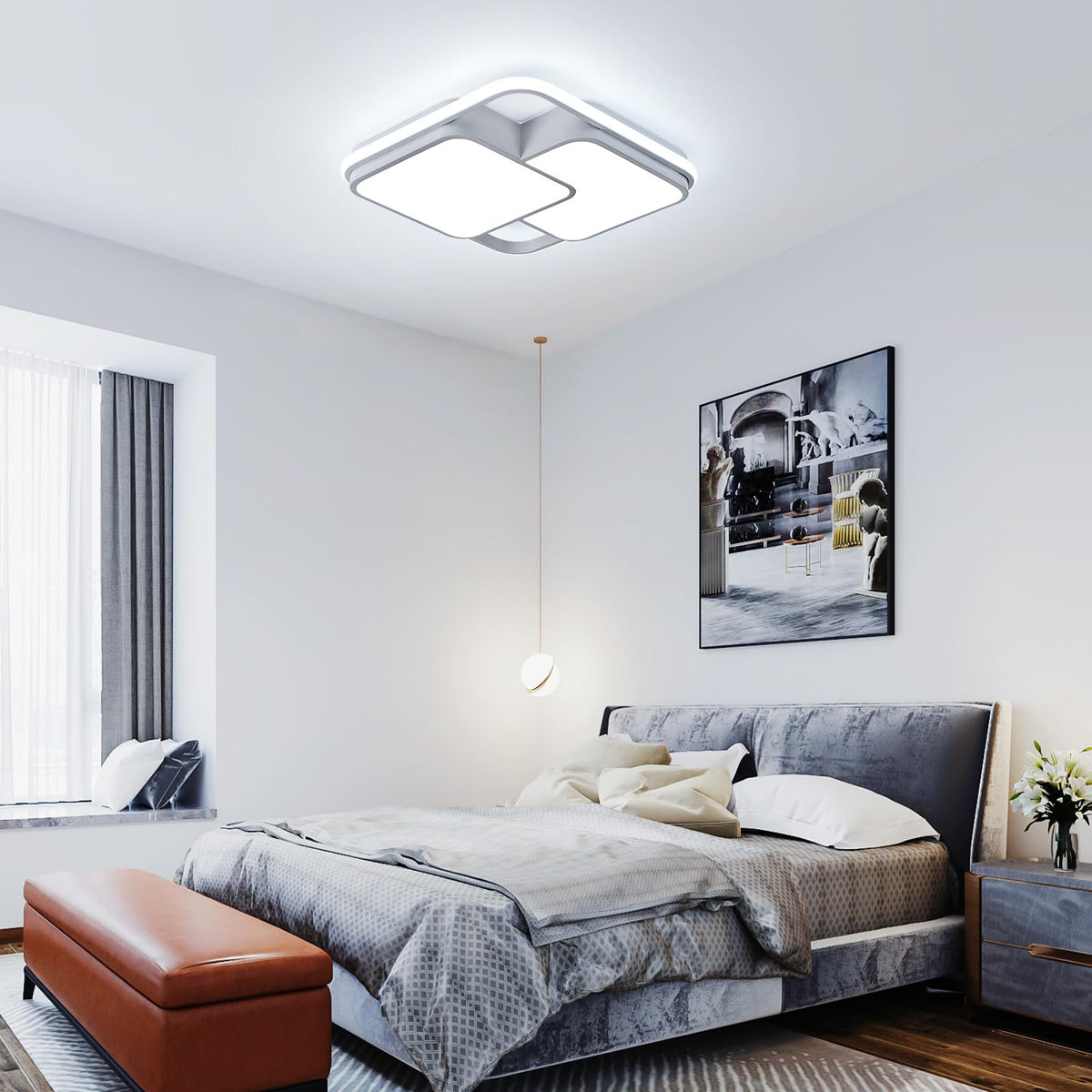 Square LED Ceiling Light with Remote (2Squ-White)