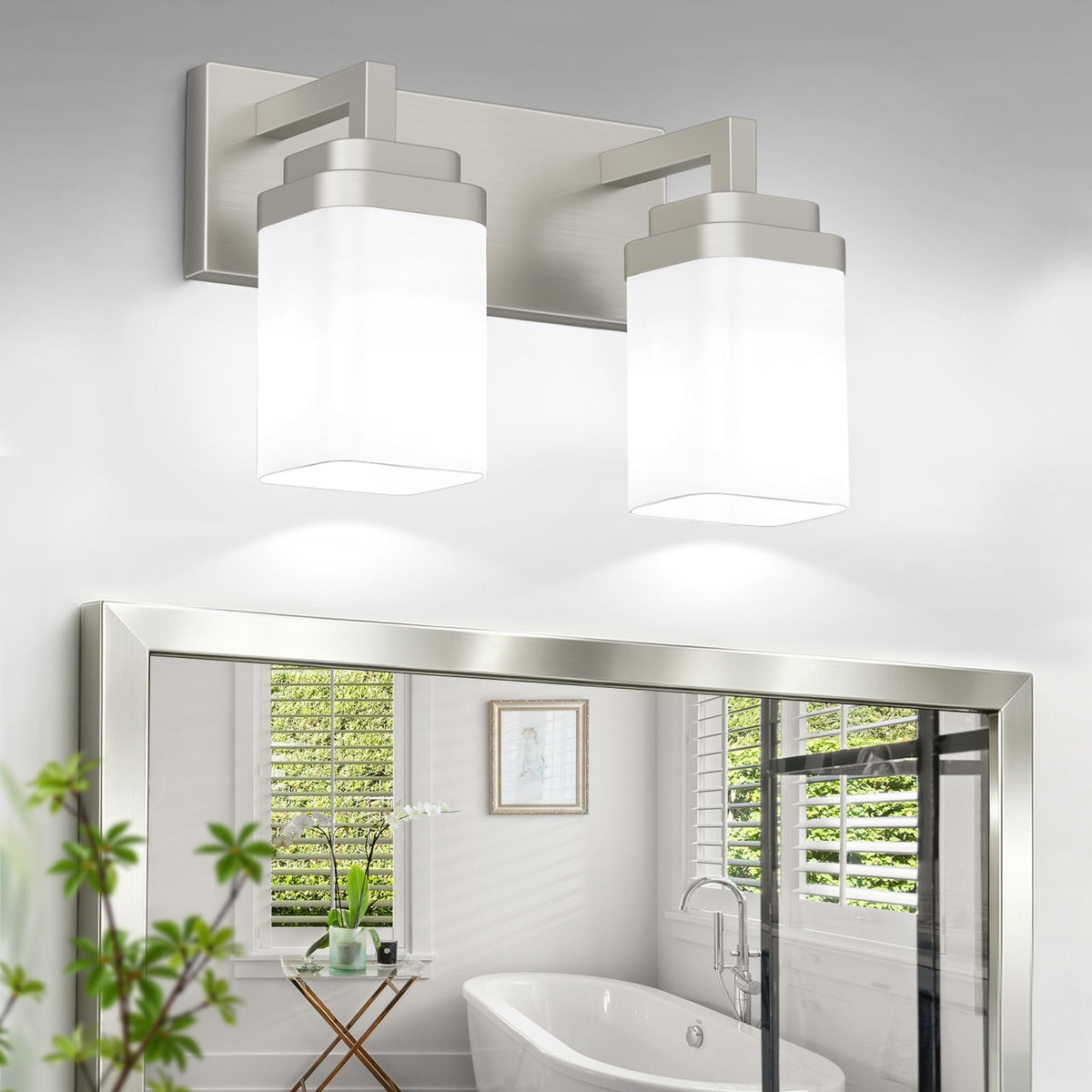 Brushed Nickel Bathroom Light Fixtures (Nickel / 2-Light)