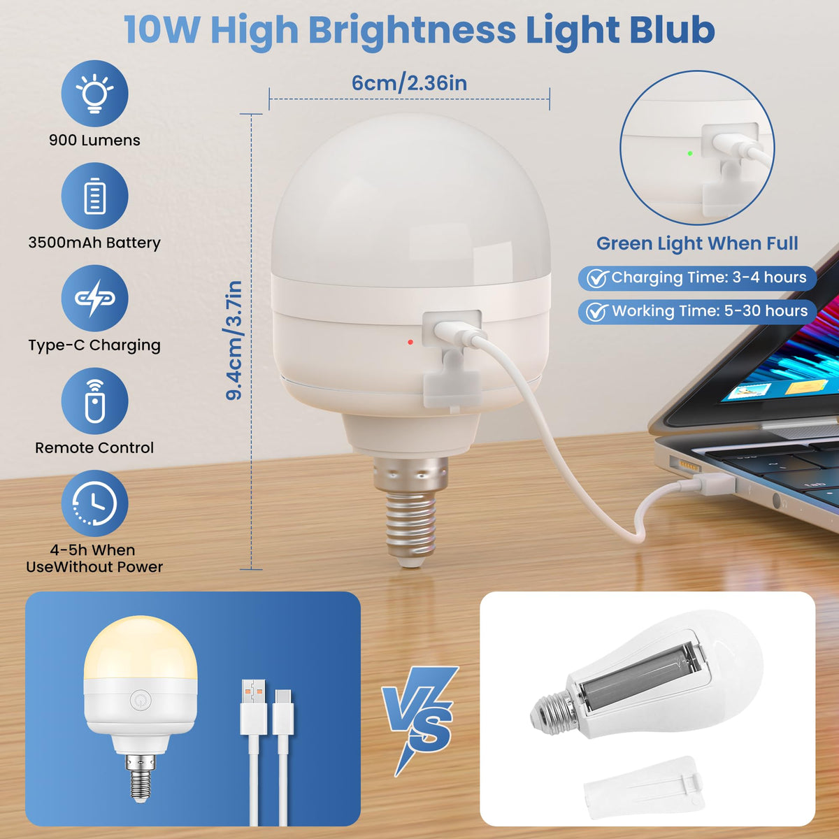 E12 Rechargeable Light Bulbs with Remote