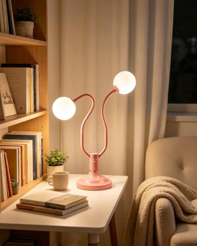 Pink Globe Table Lamp Dimmable Magic DIY Arms G9 Bulbs Included (15-Pink-Globe-2U-Magic DIY Arms)