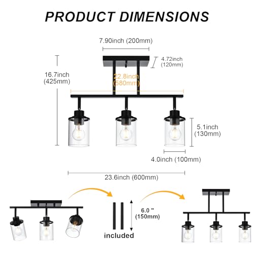 Black Track Light Fixtures Ceiling (Black / 3 Light)