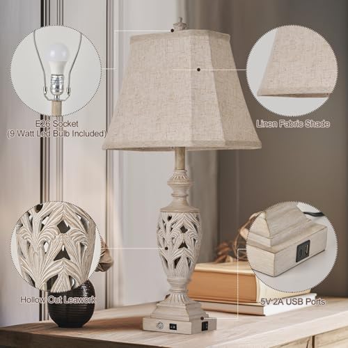 29.5"H Touch Control Traditional Table Lamp Set of 2 (White / Large)