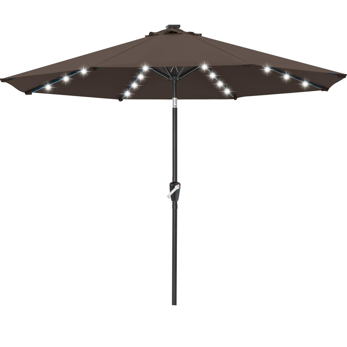 Solar Led Patio Umbrella with 32 Lights 10FT (LED Umbrella / 10ft / Brown)