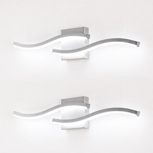 Brushed Nickel Curved Bathroom Vanity Light Fixture Over Mirror (Brushed Nickel / 23.62INCH,2 PACKS)