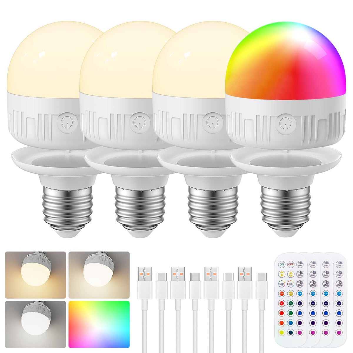 Rechargeable Light Bulbs with Remote