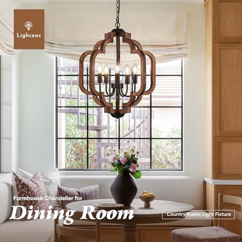 20.5" Farmhouse Vintage Chandelier 5 (Textured-Brown / D20" x H24" 5-Light)