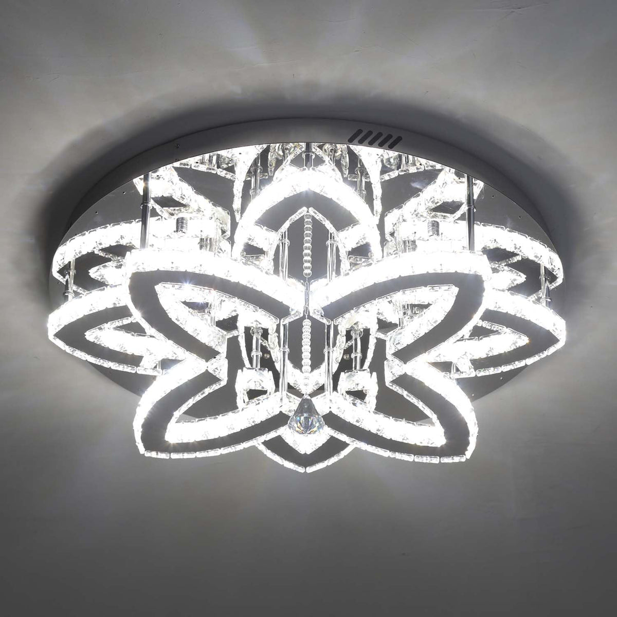 Dia 24" Modern Crystal Chandeliers Black Chandelier LED Flush Mount Ceiling Light for Living Room Dining Room Bedroom Foyer Entryway LED Dimmable 2700 (Black / Dia 24")