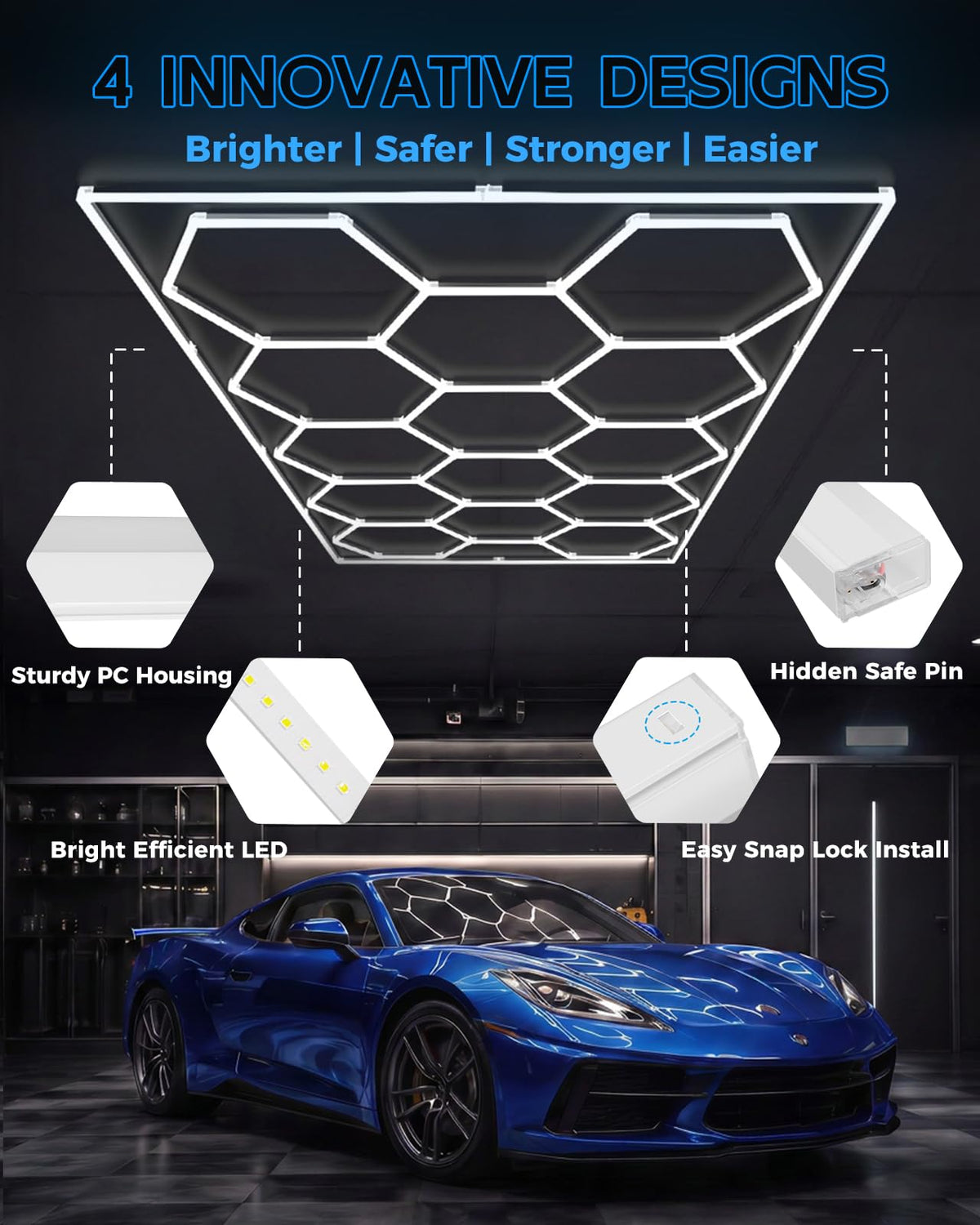 Hexagon Garage Lights 14 grids (14Gird B)