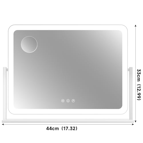 Lighted Makeup Mirror (Round Corner White / 13"L x 17.2"W)
