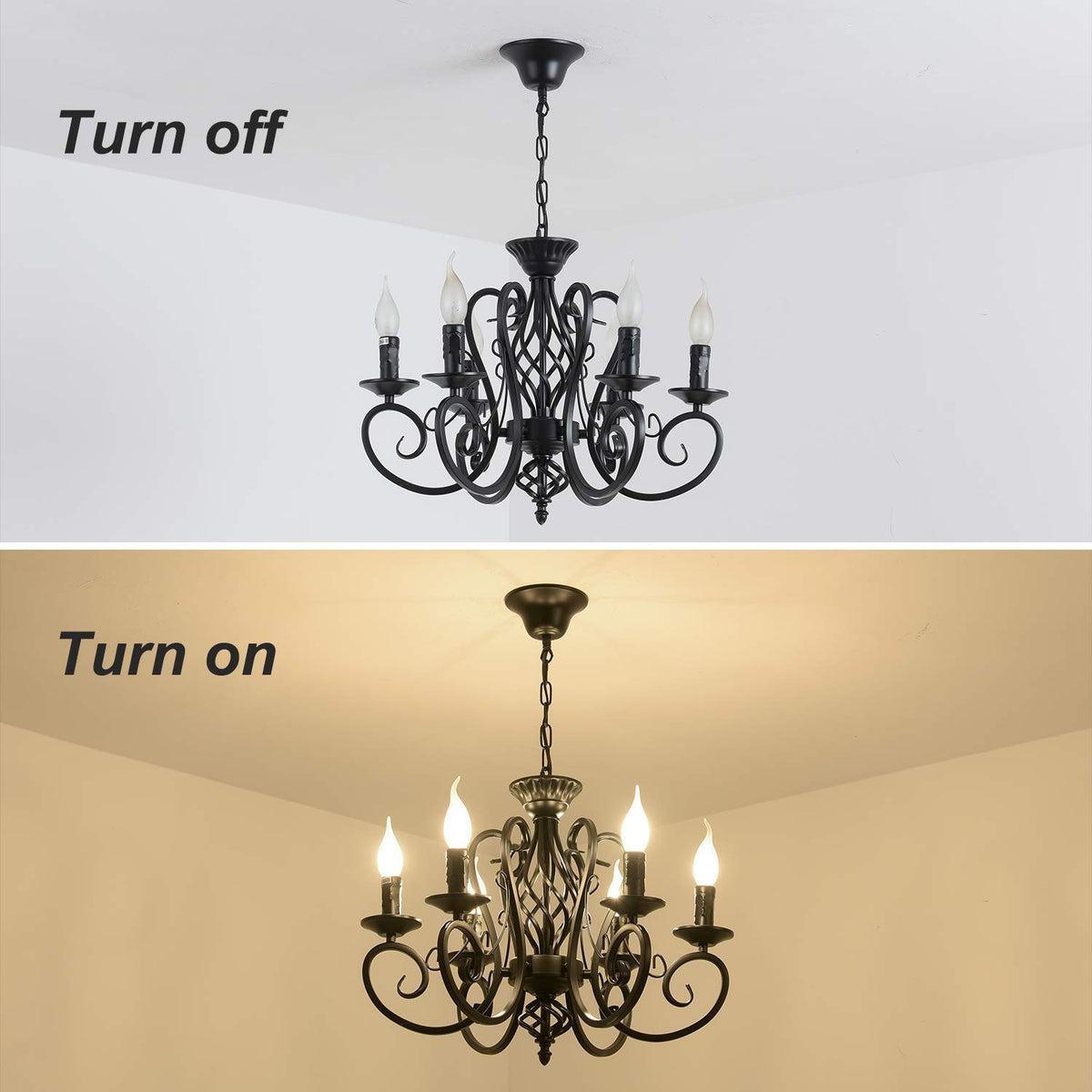 6 Light French Country Chandelier (Black/6 Lights)