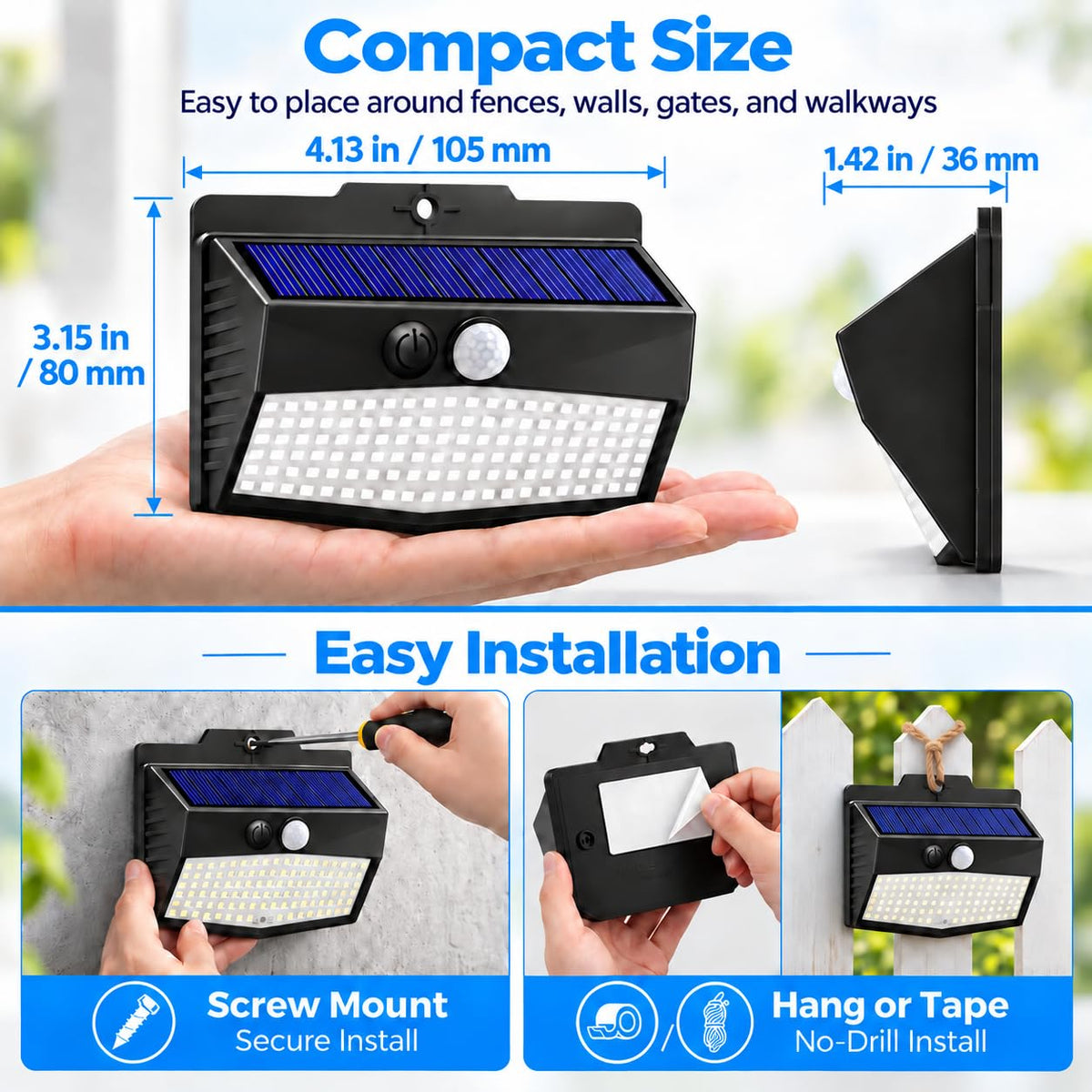 Solar Motion Sensor Outdoor Light 2 Pack
