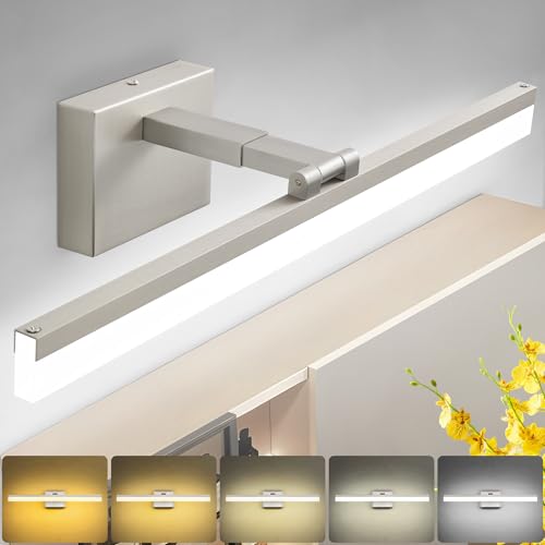 LED Vanity Lights Fixtures (Brushed Nickel Retractable-5CCT&Dimmable / 24-inch)
