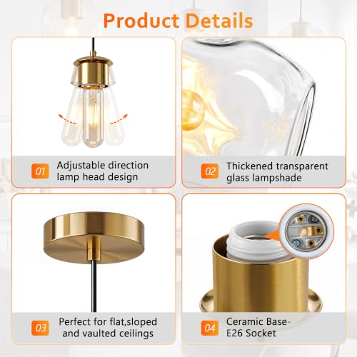Pendant Lights Kitchen Island (Gold-11.4"H / 3 Pack)