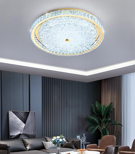 Modern Crystal Chandeliers for Living Room LED Dimmable Pendant Lighting Flush Mount Light Dining Room