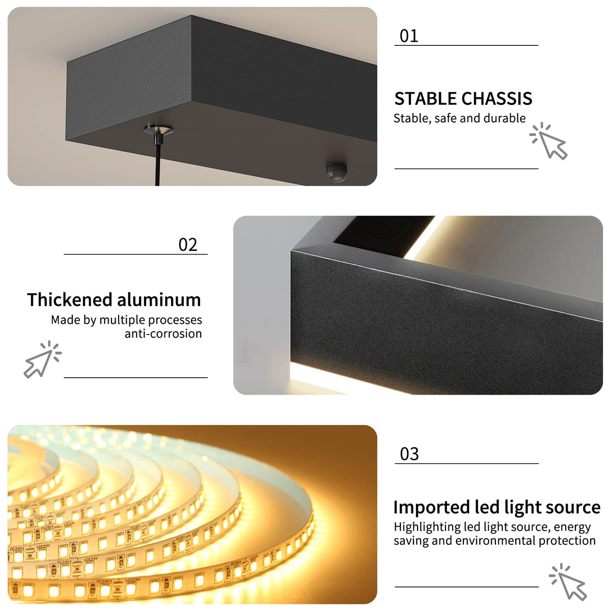 Modern LED Chandelier (15.7*23.6*0IN / B-Rectangular)