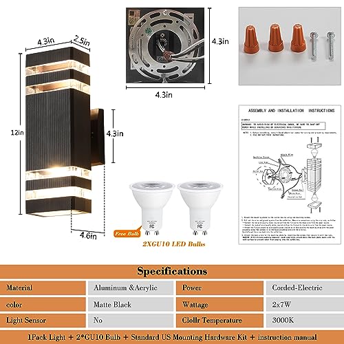 LED Outdoor Light Fixture Wall Lights (2-tier 12.8 Inches)