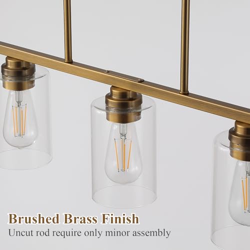 Island Light for Kitchen (Brushed Brass / 5 Light + Clear Glass)