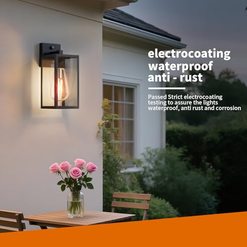 2 Pack 13‘’ Dusk to Dawn Outdoor Wall Light Fixture (Black / Medium-13.3'')