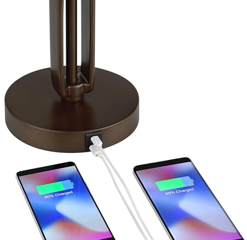 Samuel 21 1 4" High Bronze Brown Desk Lamp USB Mica Shade Swing Arm (Bronze)