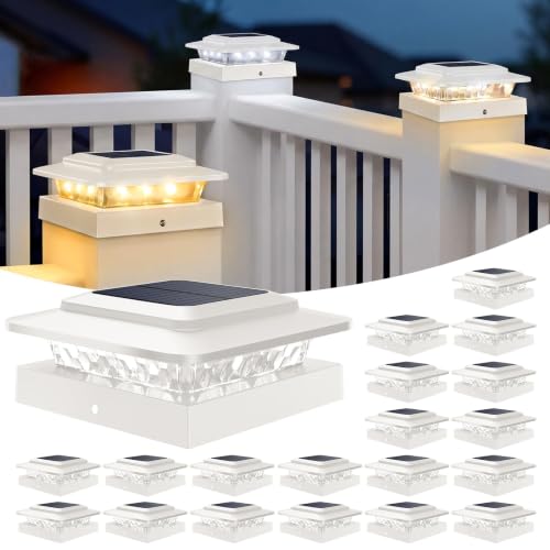 Solar Post Cap Lights Outdoor 20 Pack (White / 20 Pack)