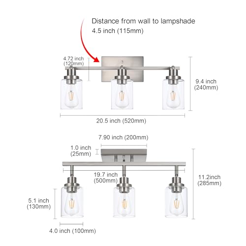 3 Light Bathroom Vanity Light Brushed Nickel Track Lighting Ceiling (Brushed Nickel / 3-Light)