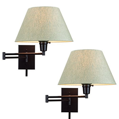 Cambridge 15" Modern Swing Arm Wall Sconce + 3 (Black,Latte Mocha Shade,2-Pack)