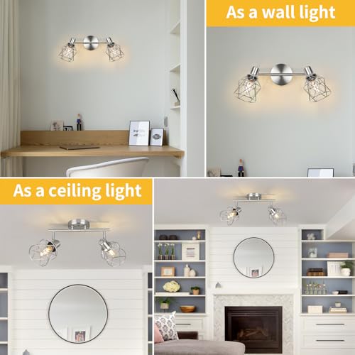 Industrial Track Lighting Kit (Brushed Nickel / 2-Light-Cage)