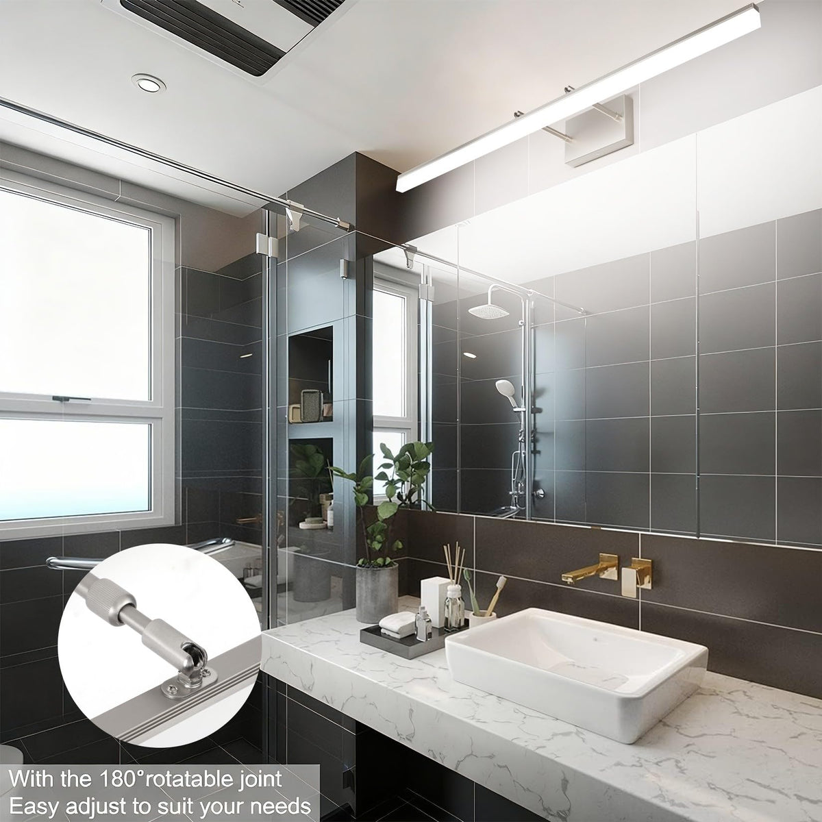 40 inch Modern Brushed Nickel Vanity Light Adjustable LED Bathroom Light Fixtures Over Mirror Rotatable Vanity Lighting 5500K (Brushed Nickel / 40 in)