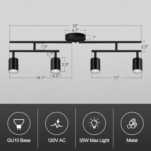 Black Track Lighting Kit (Black / 30" 4 Light Track Light)