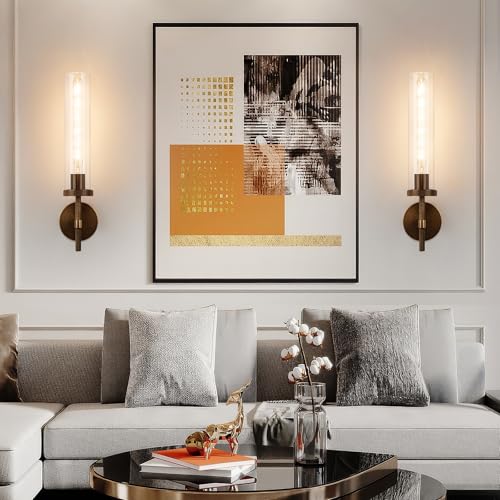 19.5" Knurled‑Craft Hardwired Bronze Wall Sconce (Bronze-Clear Tube / 19.5″-1 Pack)